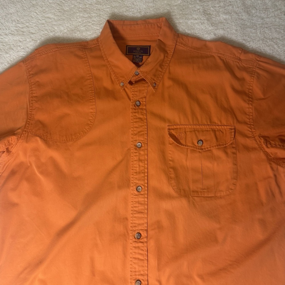 Beretta Men's XXL Orange Shooting Hunting Shirt Short Sleeve 100% Cotton
